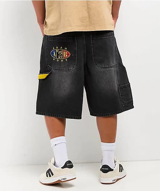 5 Star Black Wash Baggy Carpenter Shorts