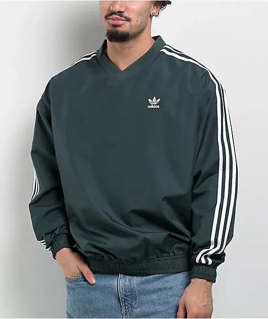 Adicolor Woven Mineral Green Crewneck Windbreaker Jacket