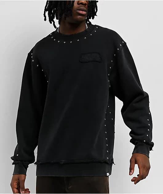 Adorned Black Crewneck Sweatshirt