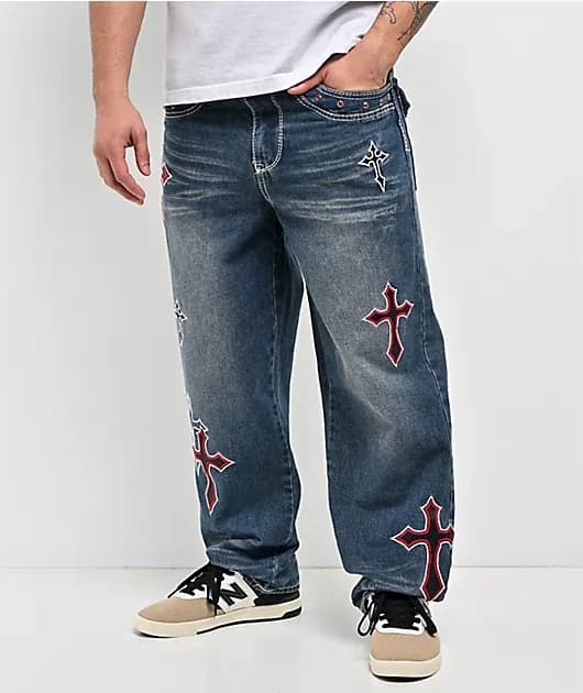 Ambush Crosses Baked Medium Blue Wash Loose Fit Jeans