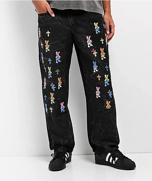Ambush Painter Graff Crosses Black Wash Loose Fit Carpenter Jeans — image 1 of 1