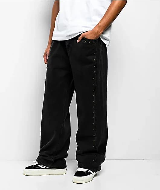 Studded Black Wide Leg Jeans — image 1 of 1