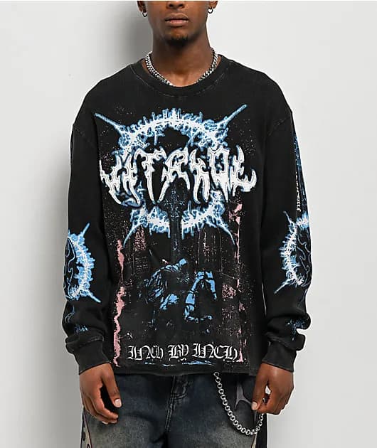 Angel Face Black Long Sleeve Thermal T-Shirt — image 1 of 1