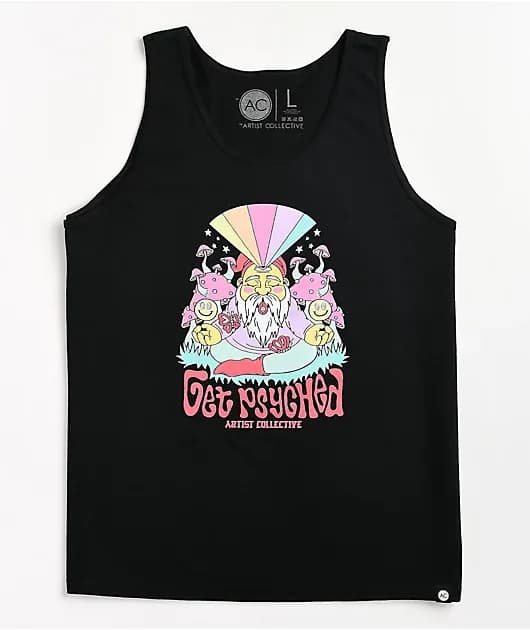 Artist Collective Get Psyched Black Tank Top — image 1 of 1