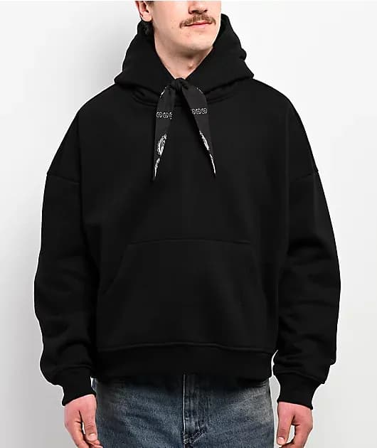 Bandana Double Hood Black Hoodie — image 1 of 1