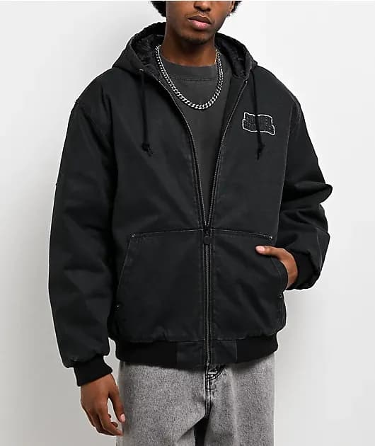 Barbed Black Wash Hooded Denim Jacket — image 1 of 1