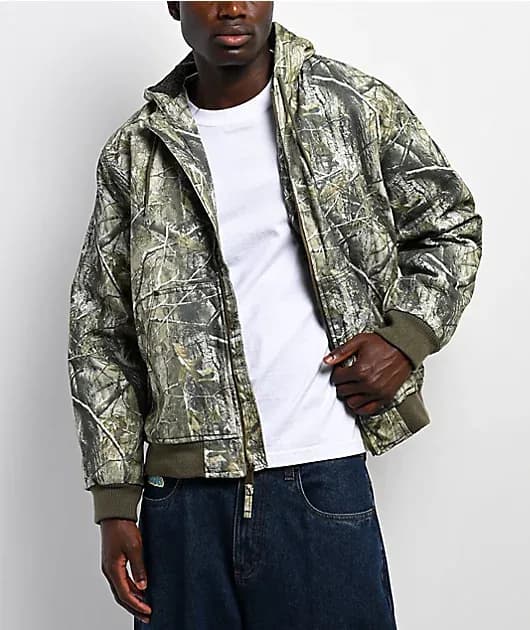 Bass Creek Outfitters Sherpa Camo Canvas Hooded Jacket — image 1 of 1