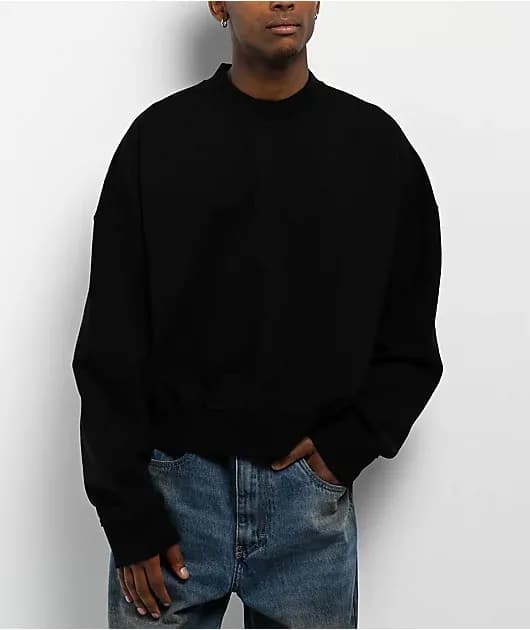 Black Crop Crewneck Sweatshirt — image 1 of 1