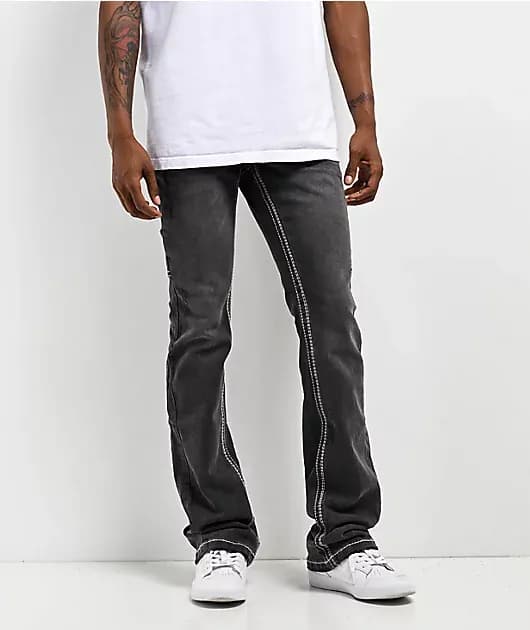 Black Denim Stacked Flare Jeans — image 1 of 1