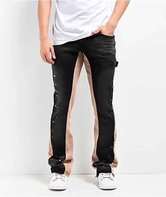 Black Tan Wash Stacked Flare Sweatpants — image 1 of 1