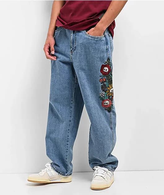 Blake Flowers Blue Denim Skate Jeans — image 1 of 1