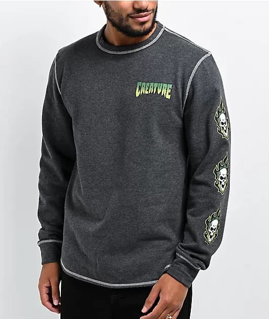 Bonehead Grey Long Sleeve Thermal T-Shirt — image 1 of 1