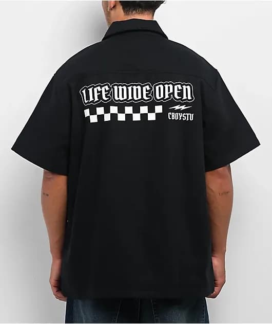 CboysTV Life Wide Open Black Quarter Zip Work Shirt — image 1 of 1