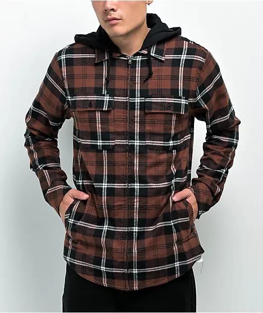 Chancer Brown Hooded Flannel Shirt — image 1 of 1