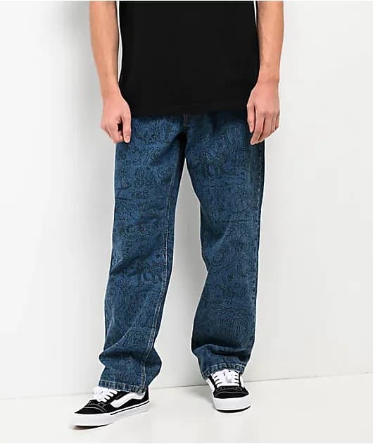 Check-5 Printed Vintage Indigo Skate Jeans — image 1 of 1