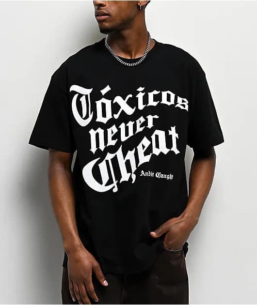 Chicos Toxicos Never Cheat Black T-Shirt — image 1 of 1