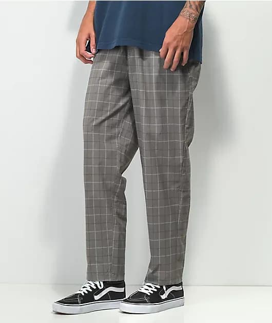 Cinch Taper Plaid Grey Pants — image 1 of 1