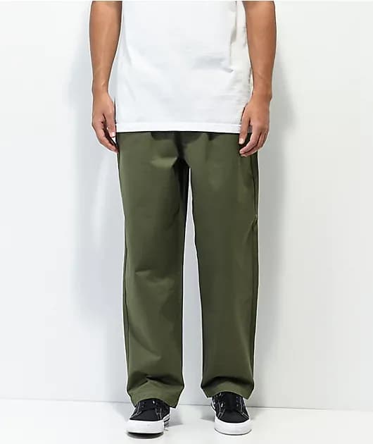 Converse Five Pocket Forest Green Elastic Waist Pants — image 1 of 1