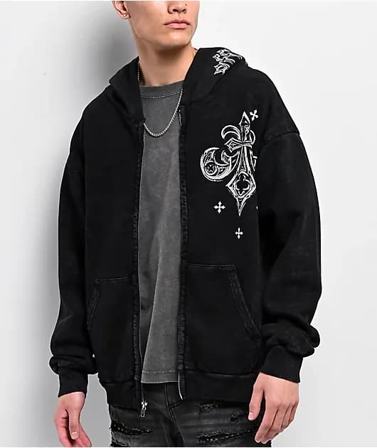 Courage Black Wash Zip Hoodie — image 1 of 1