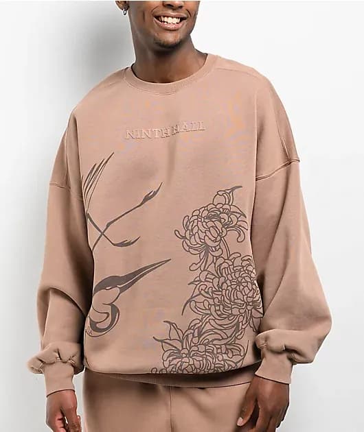 Crane Brown Oversized Crewneck Sweatshirt — image 1 of 1