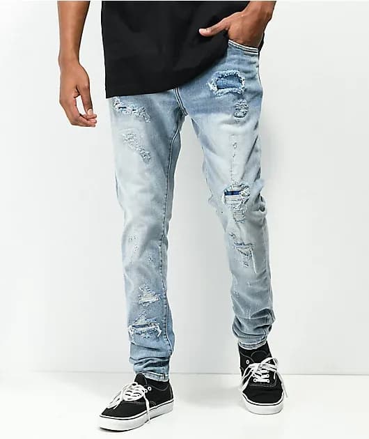 Crysp Atlantic Blue Rip Repair Denim Skinny Jeans — image 1 of 1