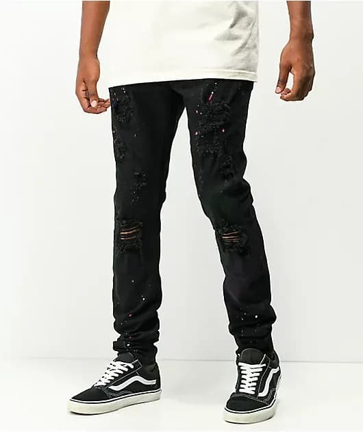 Crysp Denim Atlantic Paint Splatter Black Jeans — image 1 of 1