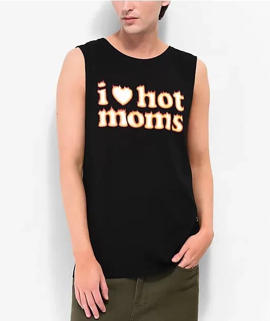 Danny Duncan I Heart Hot Moms Flames Black Tank Top — image 1 of 1