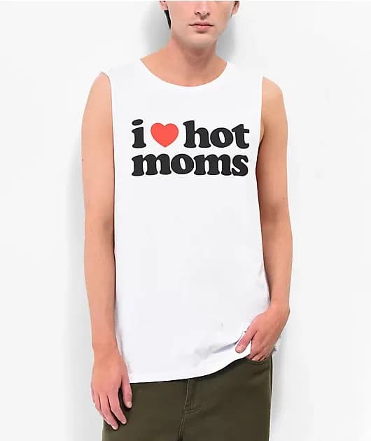 Danny Duncan I Heart Hot Moms White Tank Top — image 1 of 1