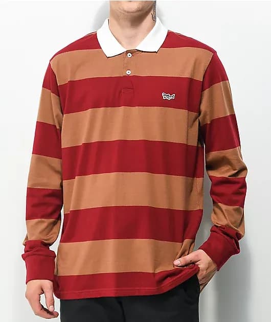Dark Seas Amato Burgundy Rugby Shirt — image 1 of 1