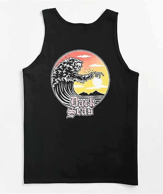 Dark Seas Closeout Wave Reaper Black Tank Top — image 1 of 1