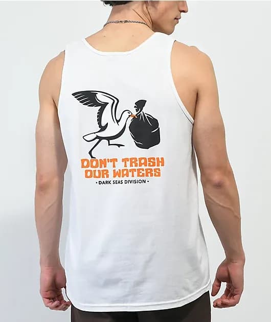 Dark Seas Trash Pick Up White Tank Top — image 1 of 1