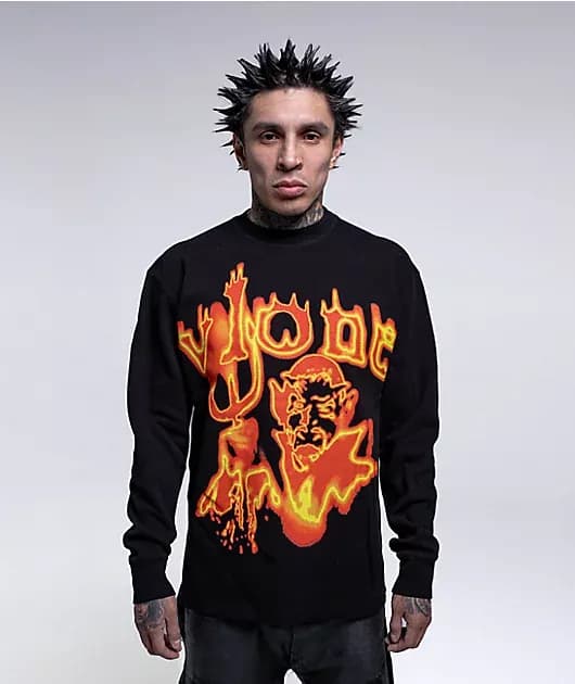 Devil Black Thermal Long Sleeve T-Shirt — image 1 of 1