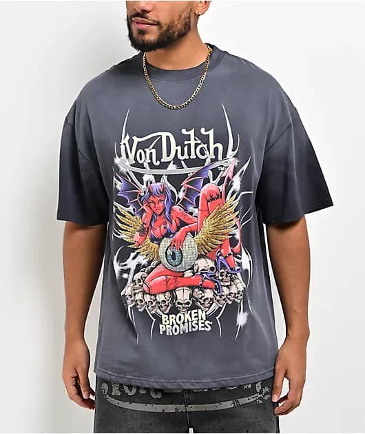 Devilish Charm Grey Wash T-Shirt — image 1 of 1
