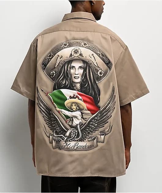 Statement Mi Bandera Khaki Work Shirt — image 1 of 1