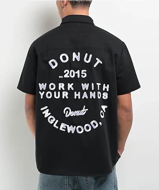 Donut Work With Your Hands Black Work Shirt — image 1 of 1