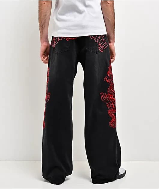 Dragons Black Wash Baggy Jeans — image 1 of 1