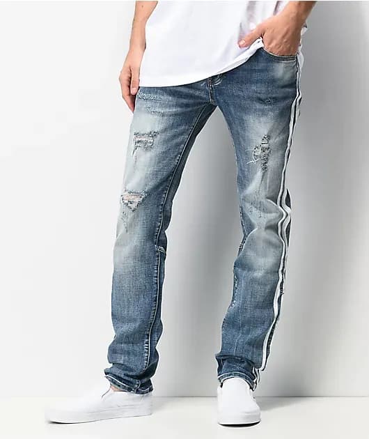 Dript Denim D.091 Racer Blue Distressed Skinny Jeans — image 1 of 1