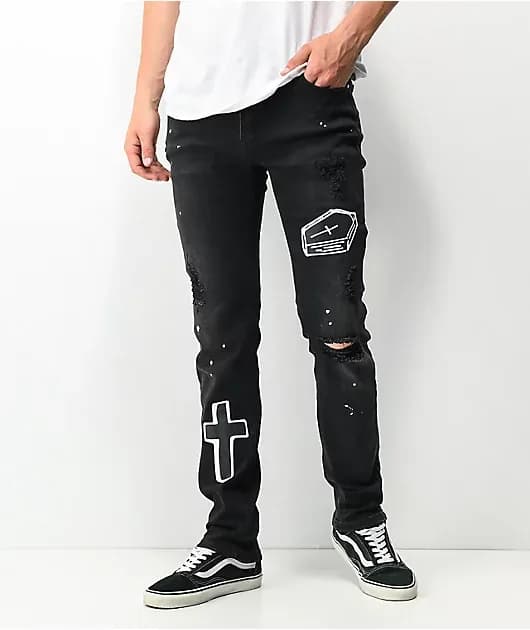 Dript Denim D.1004 Doodle Dream Black Skinny Jeans — image 1 of 1