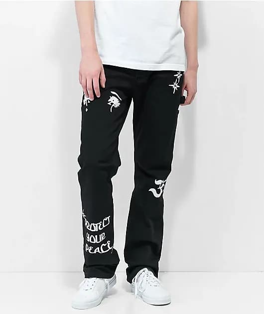Dript Denim Protect Peace Black Carpenter Jeans — image 1 of 1