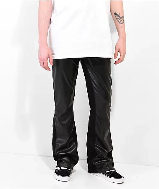 EPTM Jalen Black Leather Flare Pants — image 1 of 1