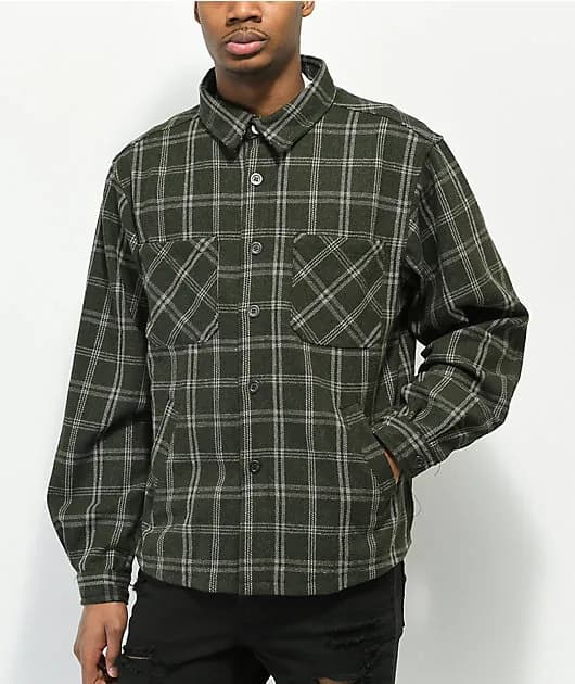 EPTM Slit Dark Olive Flannel Shirt — image 1 of 1
