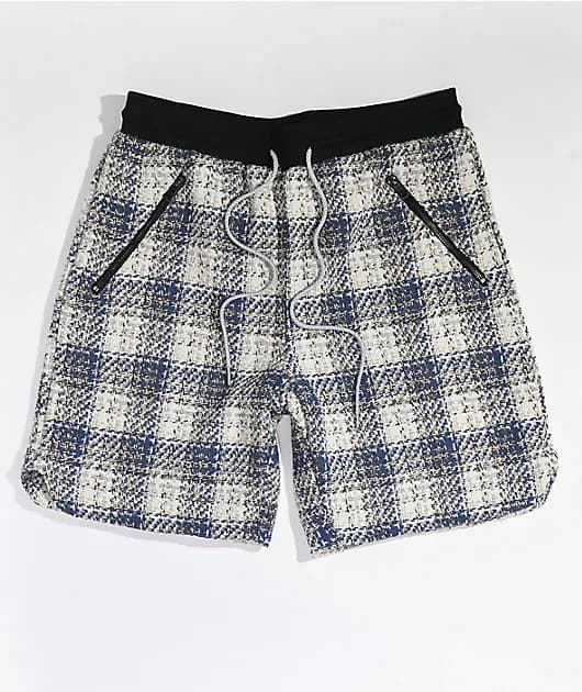 EPTM Tweed Trucker Blue White Shorts — image 1 of 1