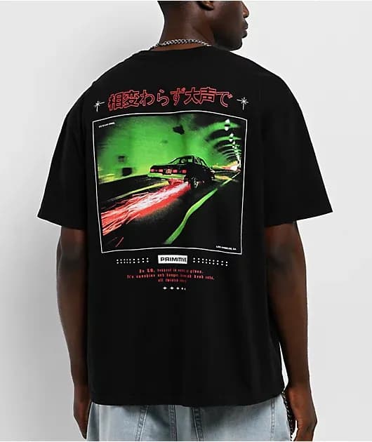 Estevan Oriol Scrape Black Boxy T-Shirt — image 1 of 1