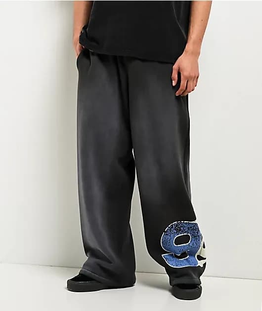 False Start Grey Wash Baggy Sweatpants — image 1 of 1