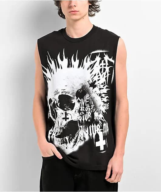 Father Forgive Me Skull Black Tank Top — image 1 of 1