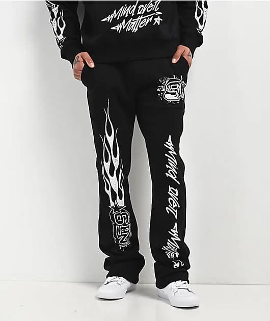 Flame Black Stacked Flare Sweatpants — image 1 of 1