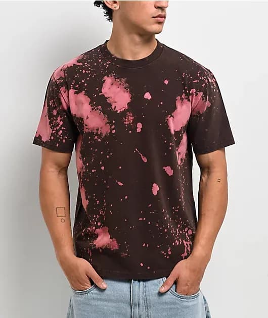 Fundamentals Bleach Dye Brown Wash Boxy T-Shirt — image 1 of 1