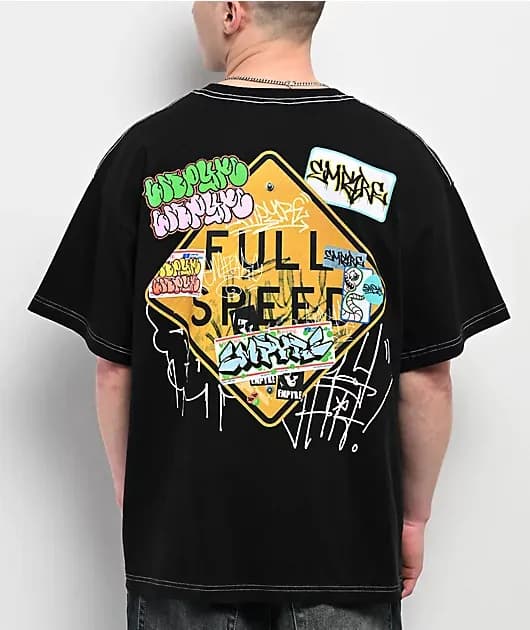 Graffiti Sign Embroidered Black T-Shirt — image 1 of 1