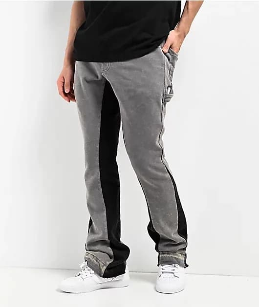 Grey Black Wash Stacked Flare Sweatpants — image 1 of 1