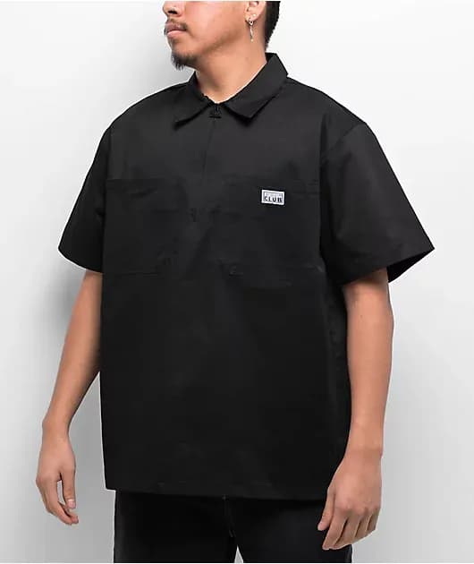Heavyweight Black Half Zip Work Shirt — image 1 of 1